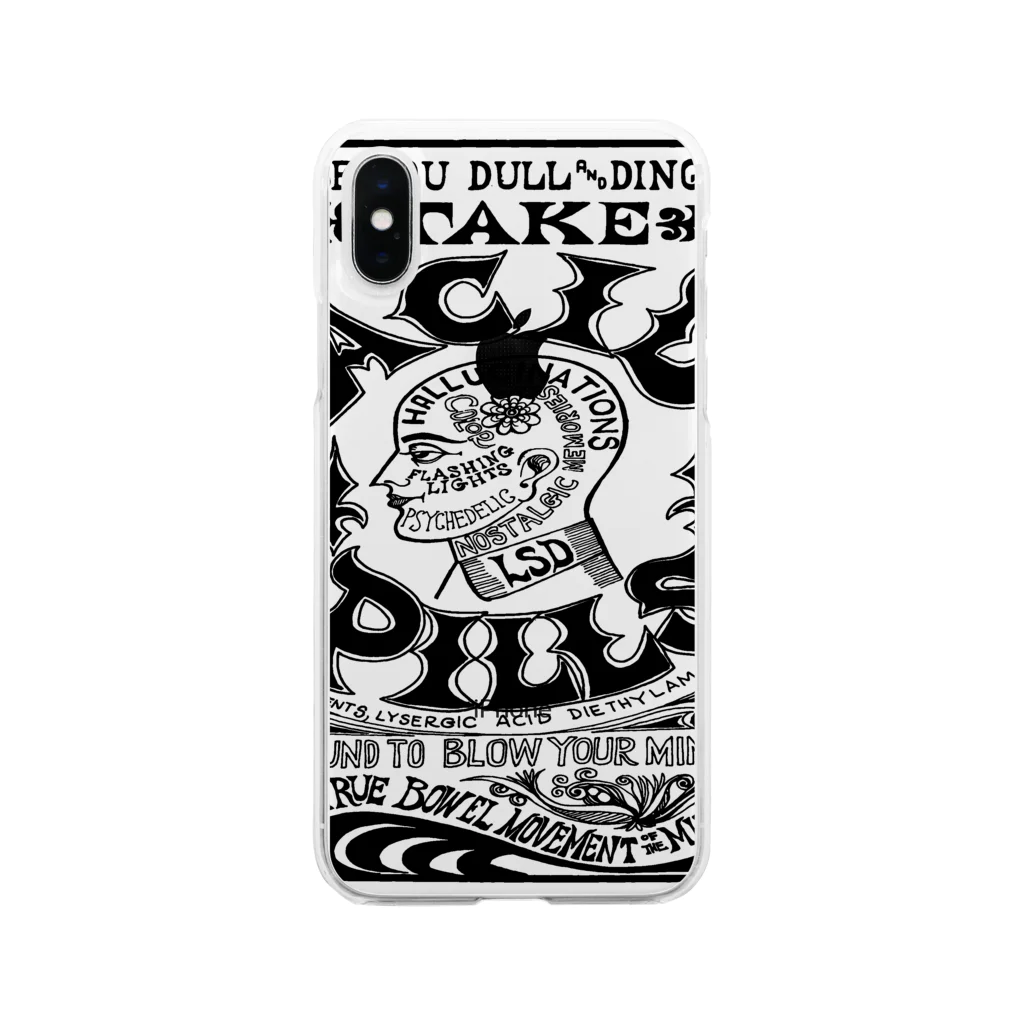 Bunny Robber GRPCのTAKE ACID PILLS_BLK Soft Clear Smartphone Case