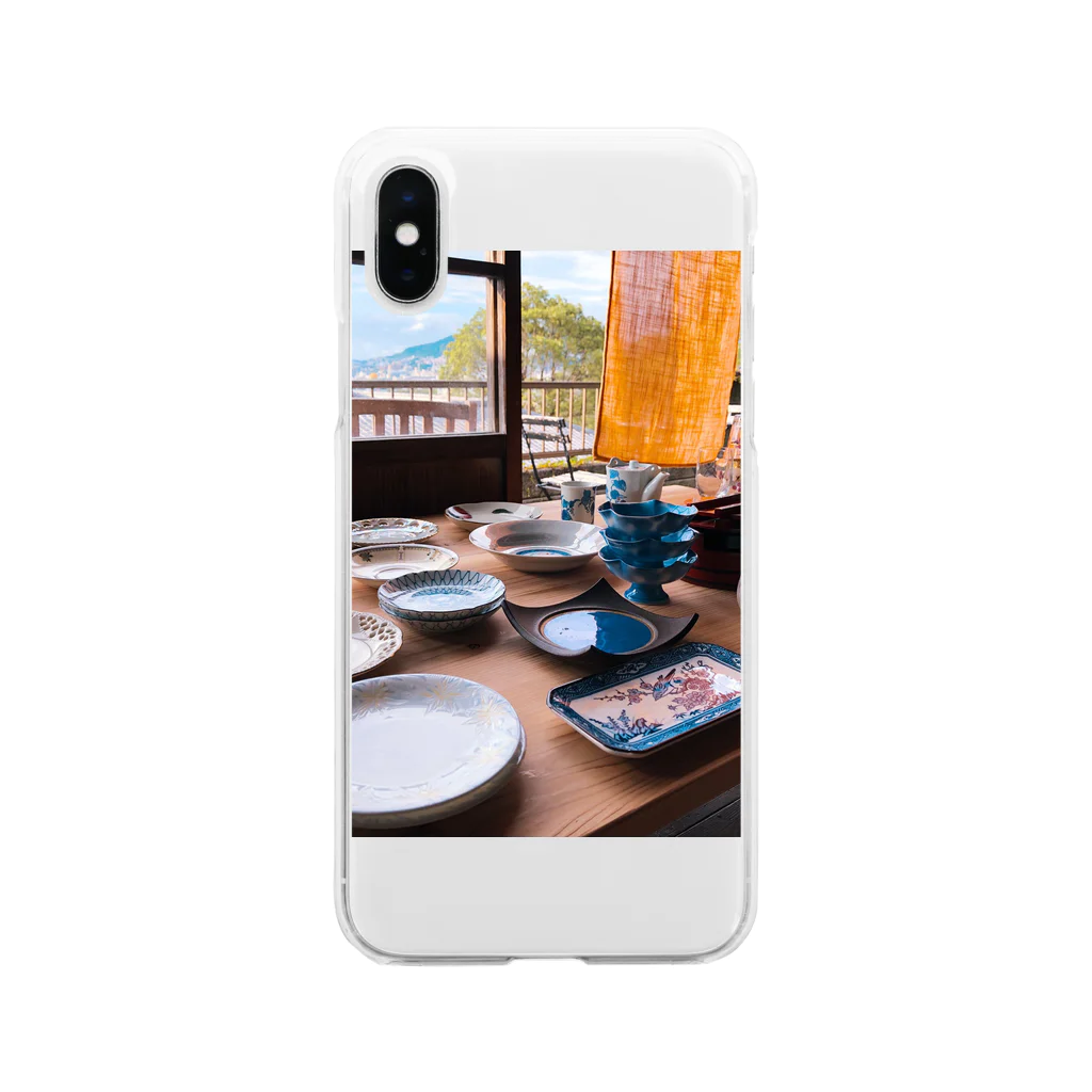 poma02の絵皿に空 Soft Clear Smartphone Case