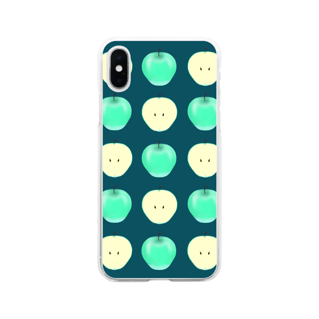 TinyMiry(タイニーミリー)の爽やか青リンゴ柄 Soft Clear Smartphone Case