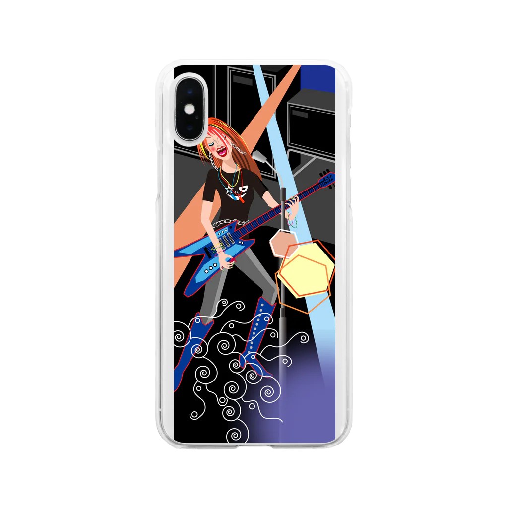 art_charachikiのロックンロールな女の子！ Soft Clear Smartphone Case