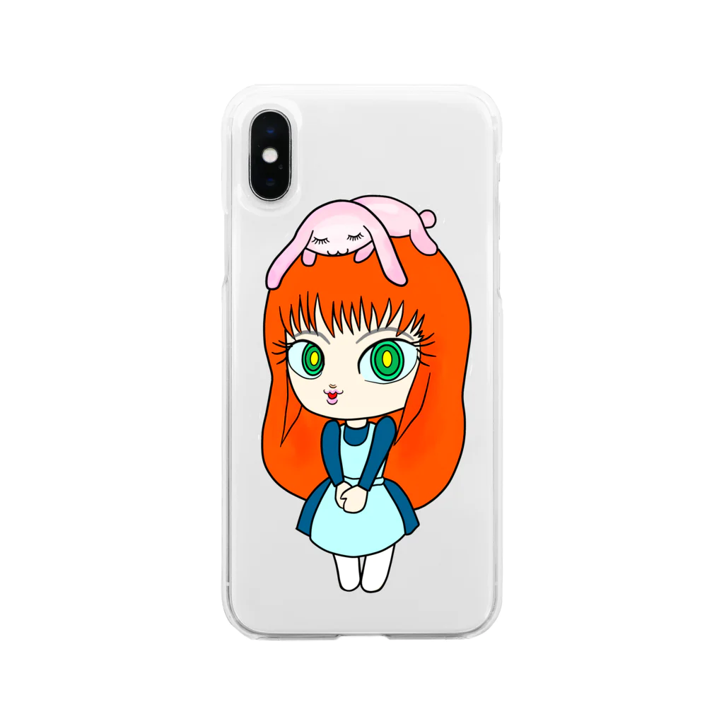 紫キャベツのウサギを被った女の子 Soft Clear Smartphone Case