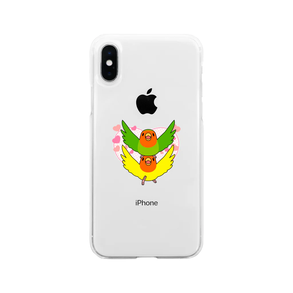 まめるりはことりのラブリーコザクラインコ【まめるりはことり】 Soft Clear Smartphone Case