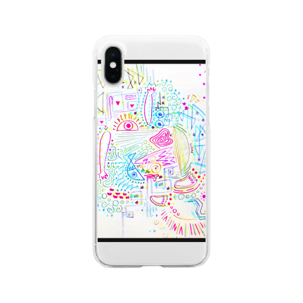 拾った石に絵描きてぇのサイケデリック日光浴 Soft Clear Smartphone Case