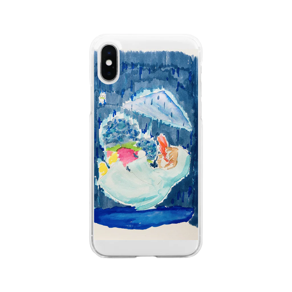 うみとび雑貨のBlessed rain Soft Clear Smartphone Case