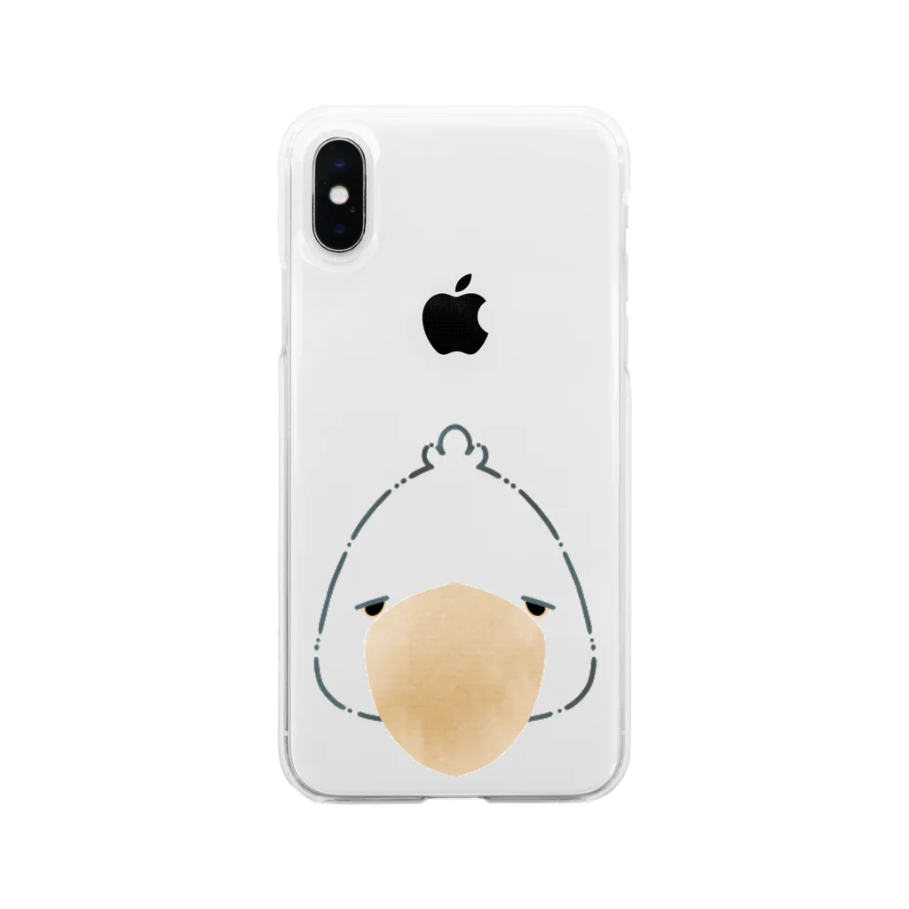 37chの【とりnoかお】ハシビロコウ Soft Clear Smartphone Case