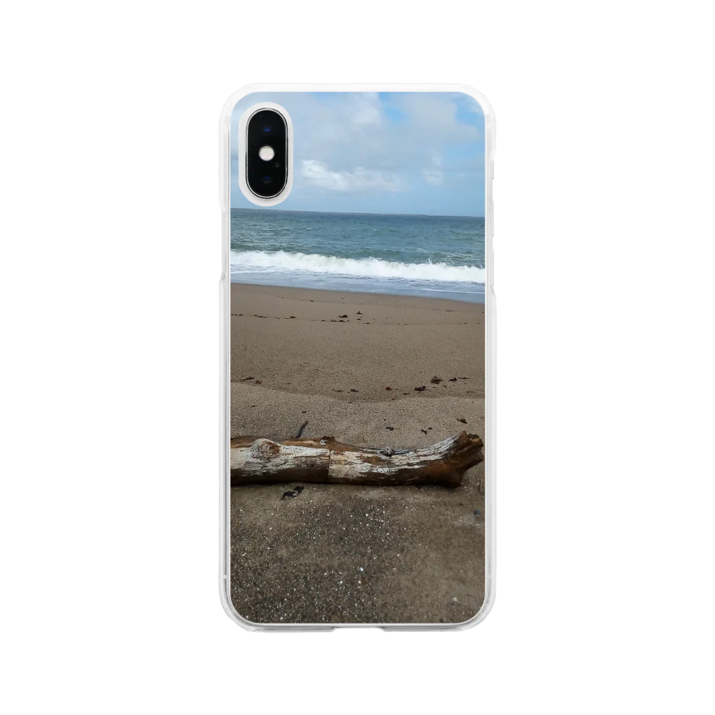 ちび猫の秋の海 Soft Clear Smartphone Case