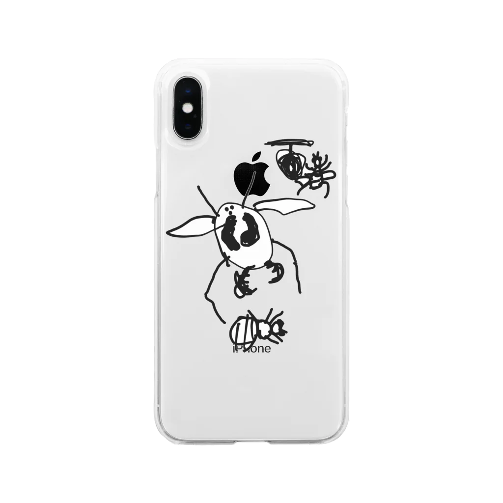 ぽこぽんやさんのオオスズメバチとセイヨウミツバチ Soft Clear Smartphone Case