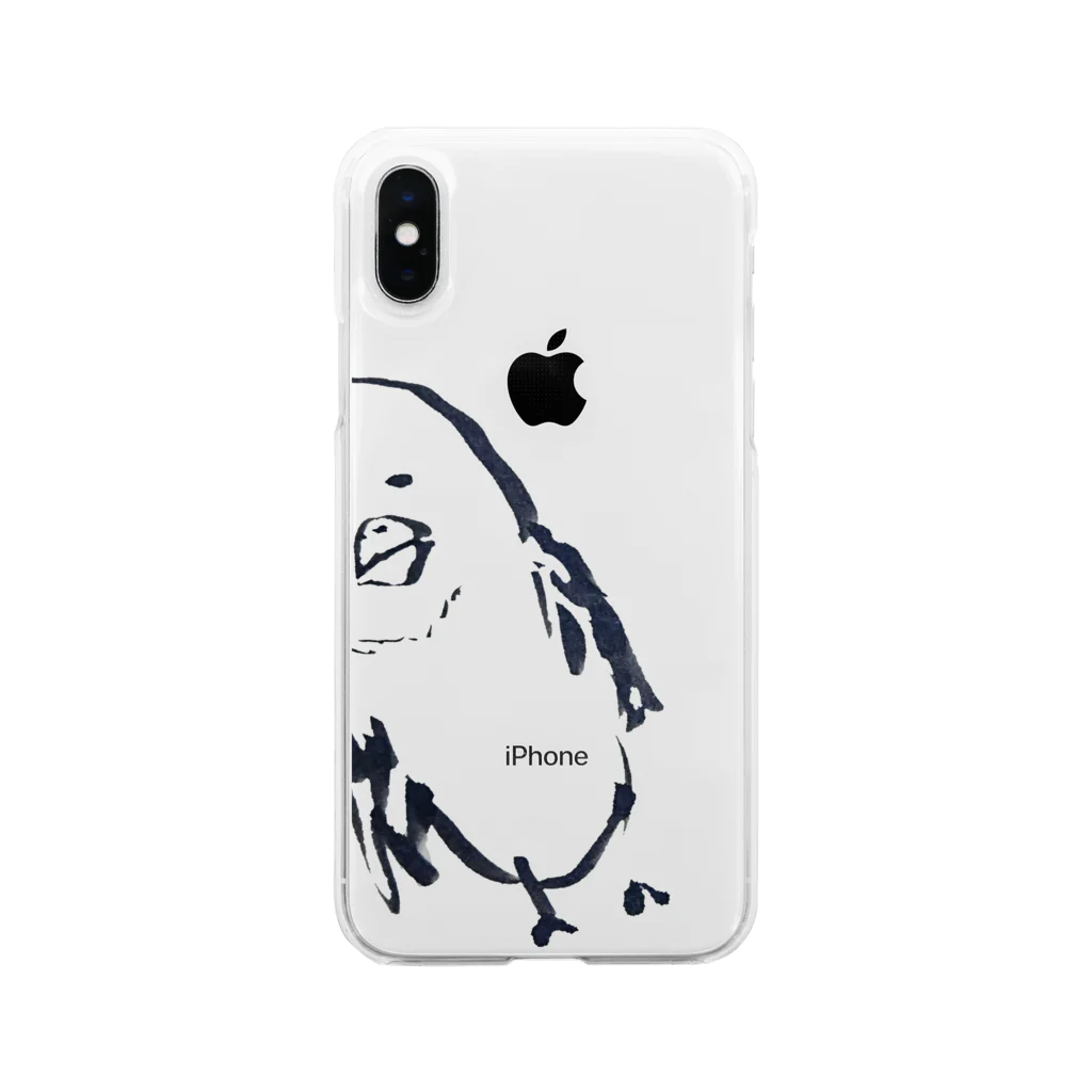 カッパとネコ屋の鳥のピーチャン Soft Clear Smartphone Case