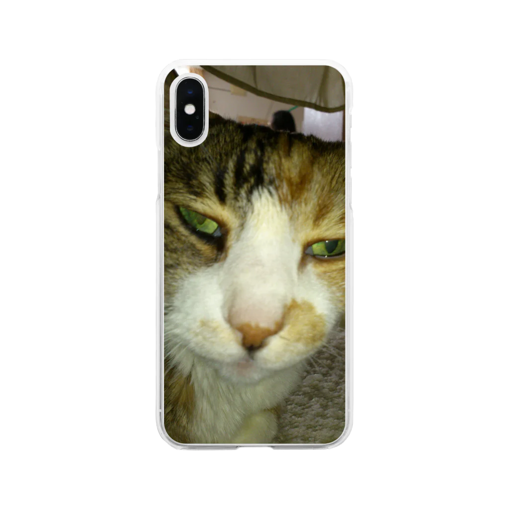powpowの寝ぼけ猫 Soft Clear Smartphone Case
