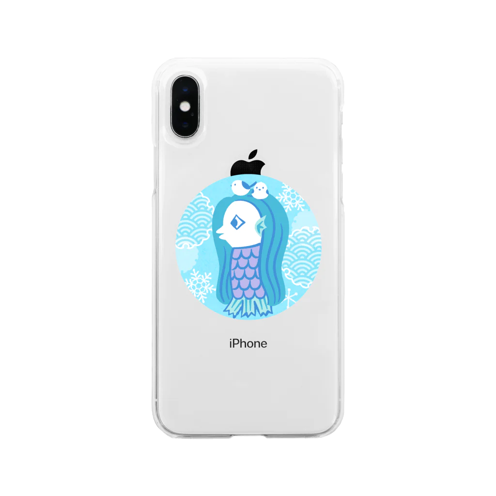 あずき缶のアマビエとシマエナガ Soft Clear Smartphone Case