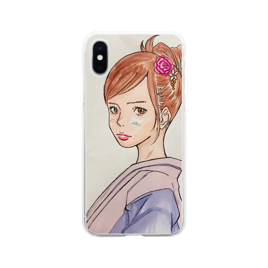 noanoadogの毒吐く女子 Soft Clear Smartphone Case