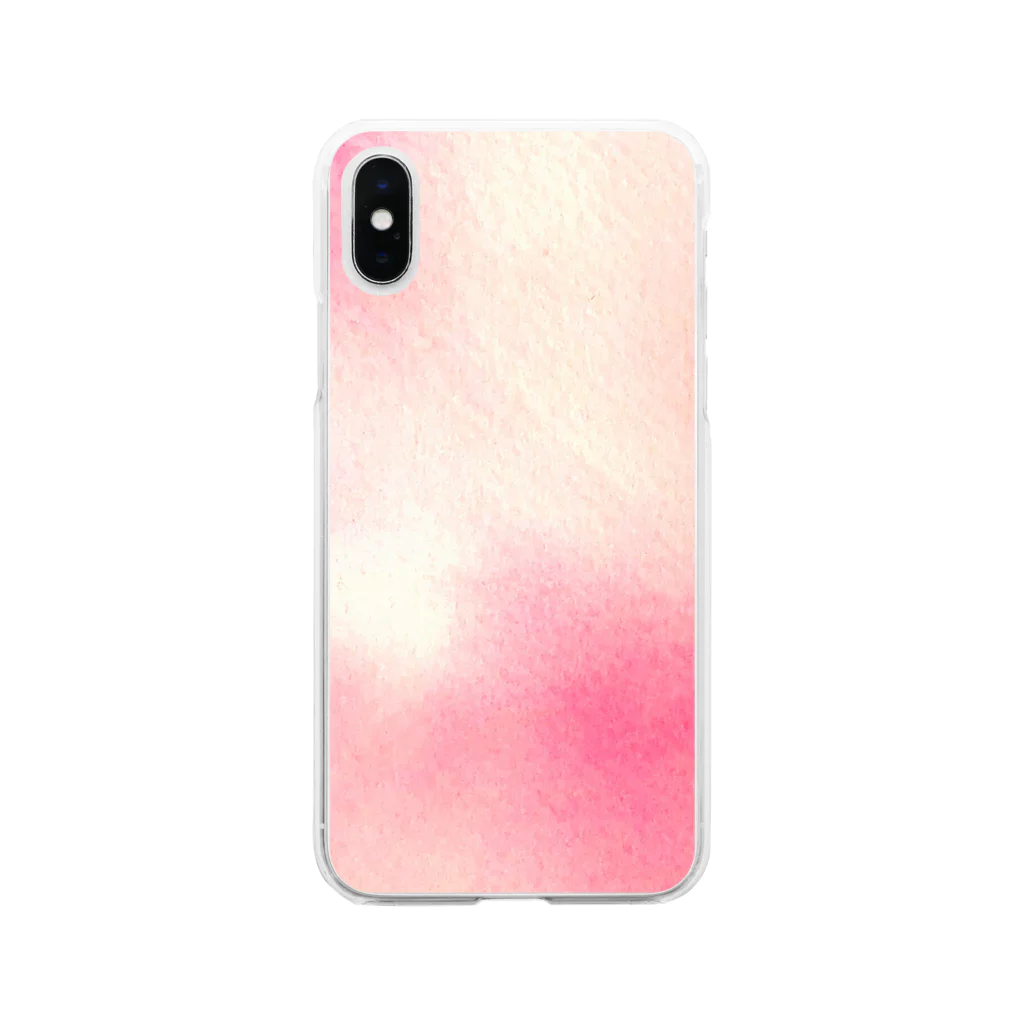 水彩 Ao_watercolorのPeach pink　水彩 Soft Clear Smartphone Case