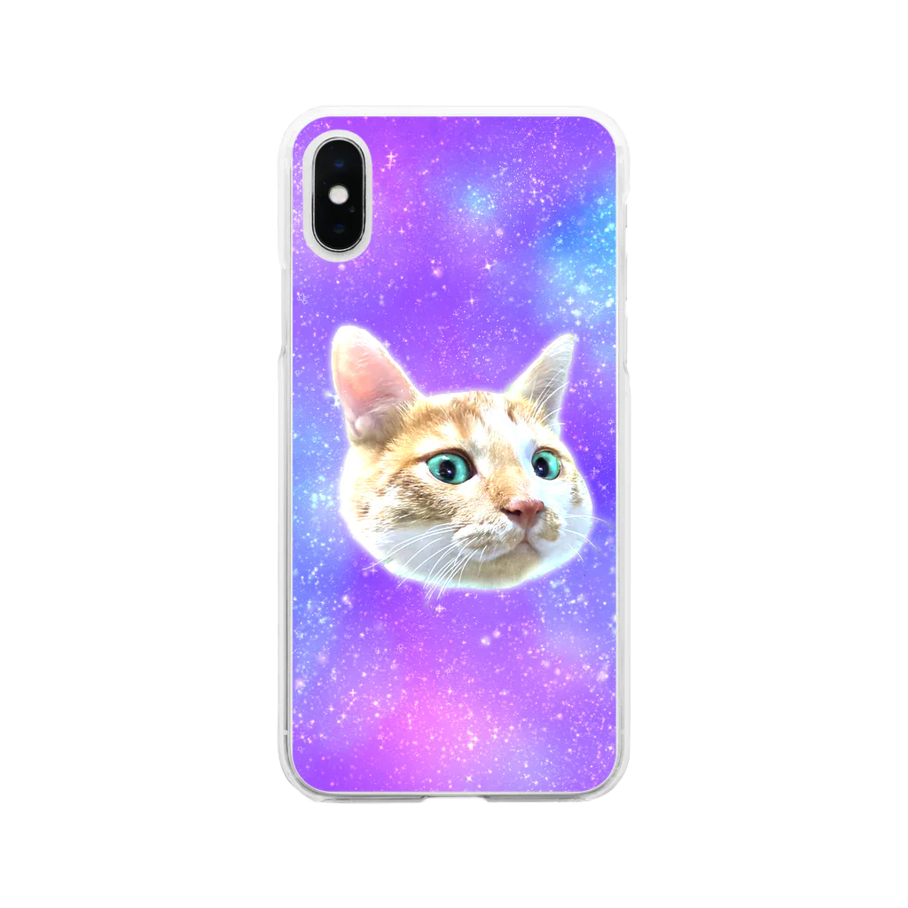 ぽめもものスペースキャット〜宇宙猫 Soft Clear Smartphone Case