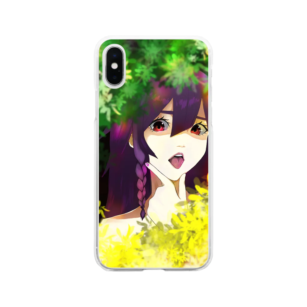 ぺんつのショップの花に囲まれキメ顔彼女。 Soft Clear Smartphone Case