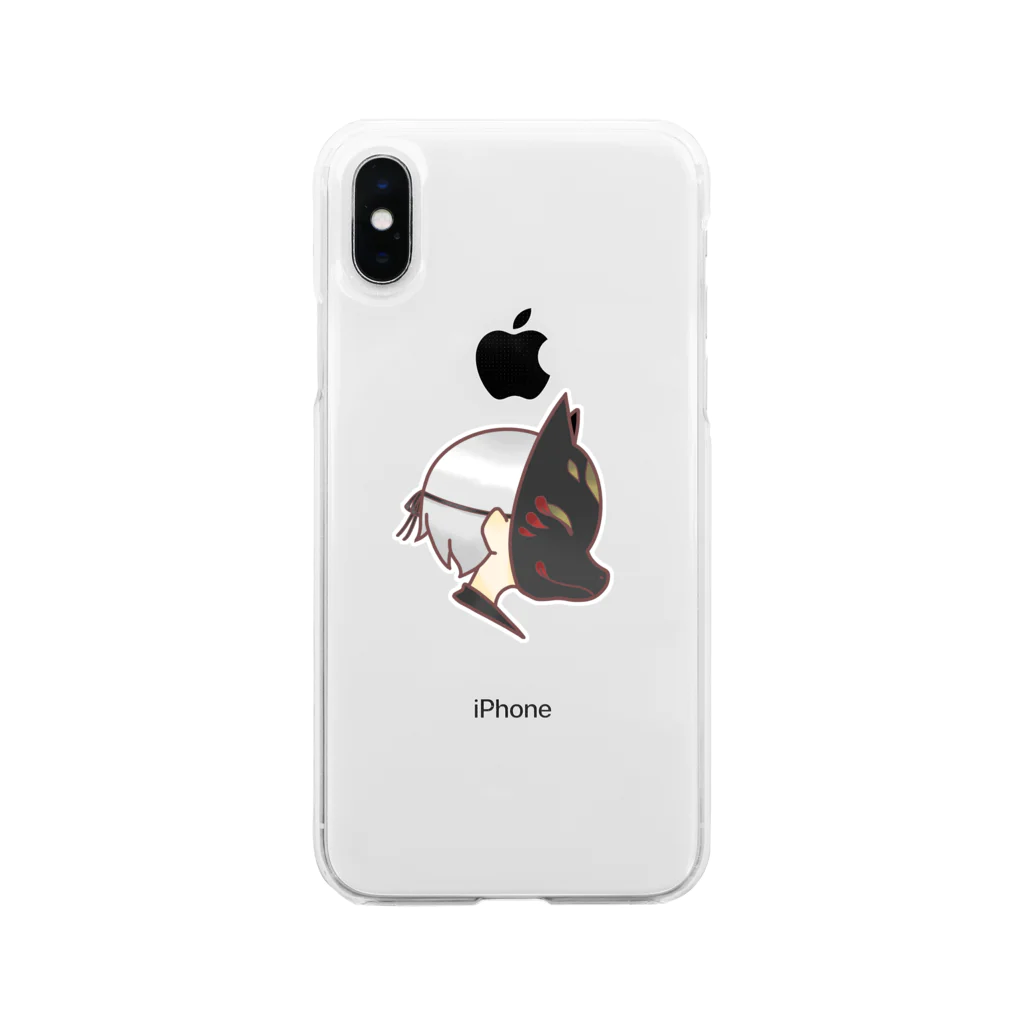 Jackalope Houseの狐面くん Soft Clear Smartphone Case