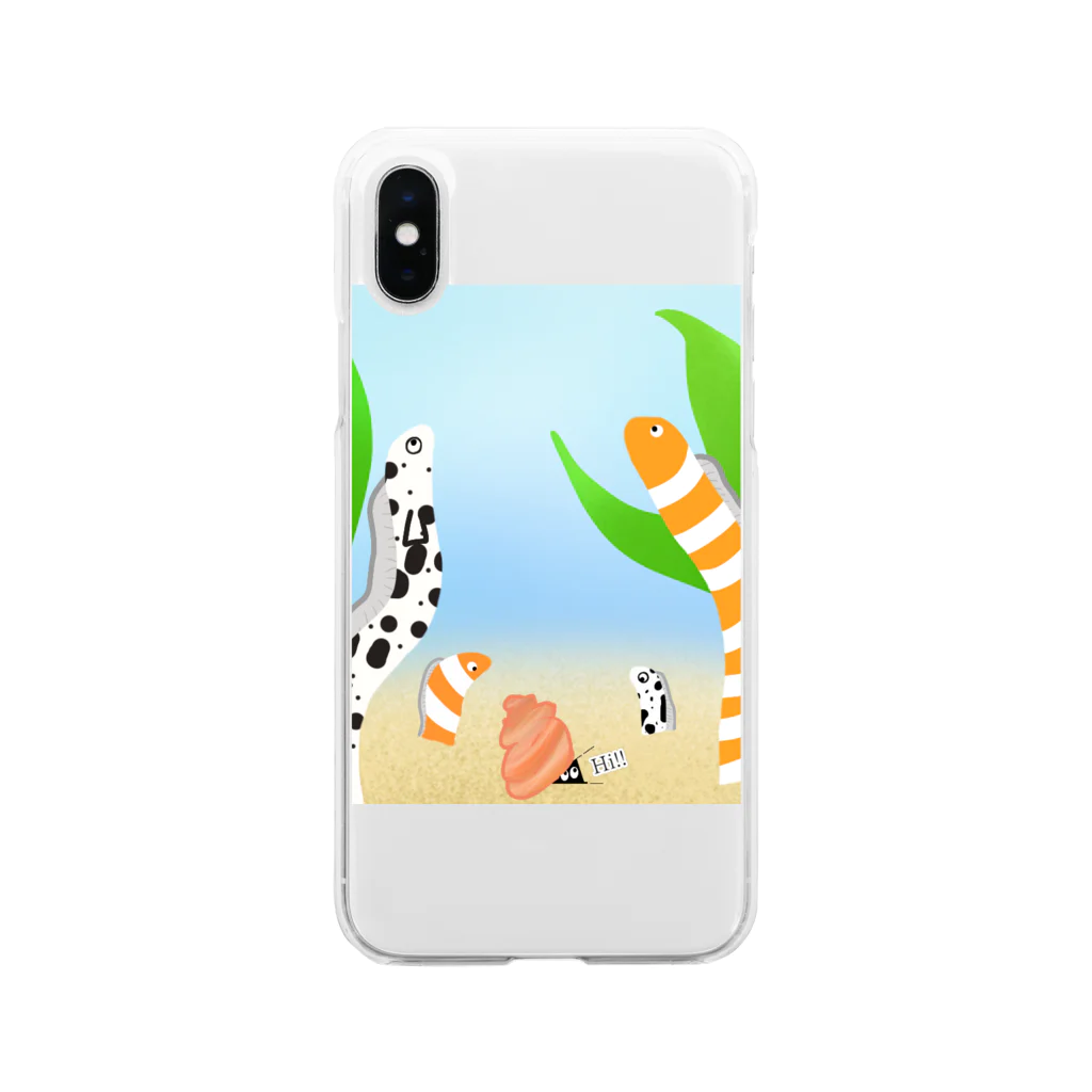 Lily bird（リリーバード）のニシキ・チンアナゴの中に迷いこんだ忍者スリスリくん Soft Clear Smartphone Case