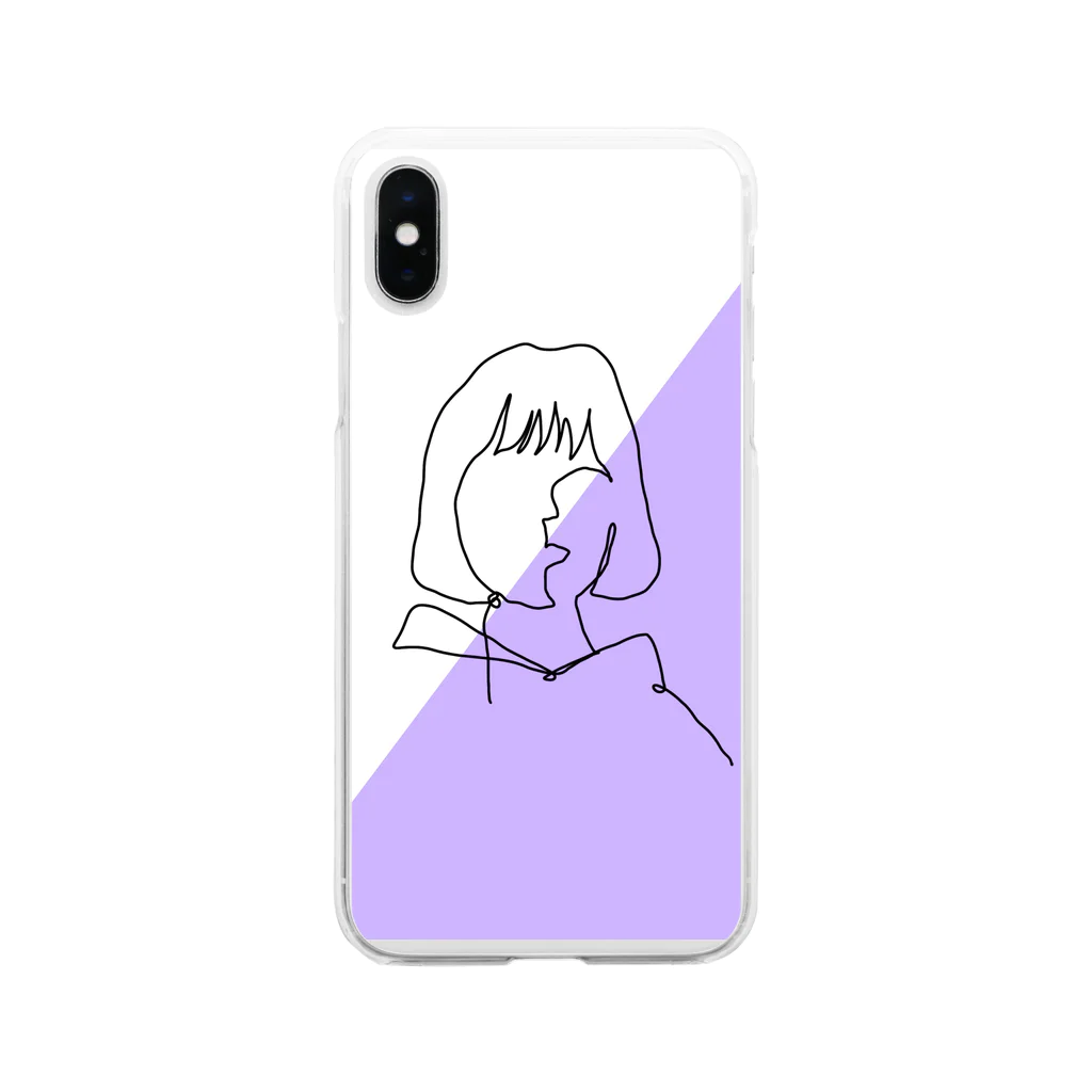 K_no_rakugakiのgirl_purple Soft Clear Smartphone Case