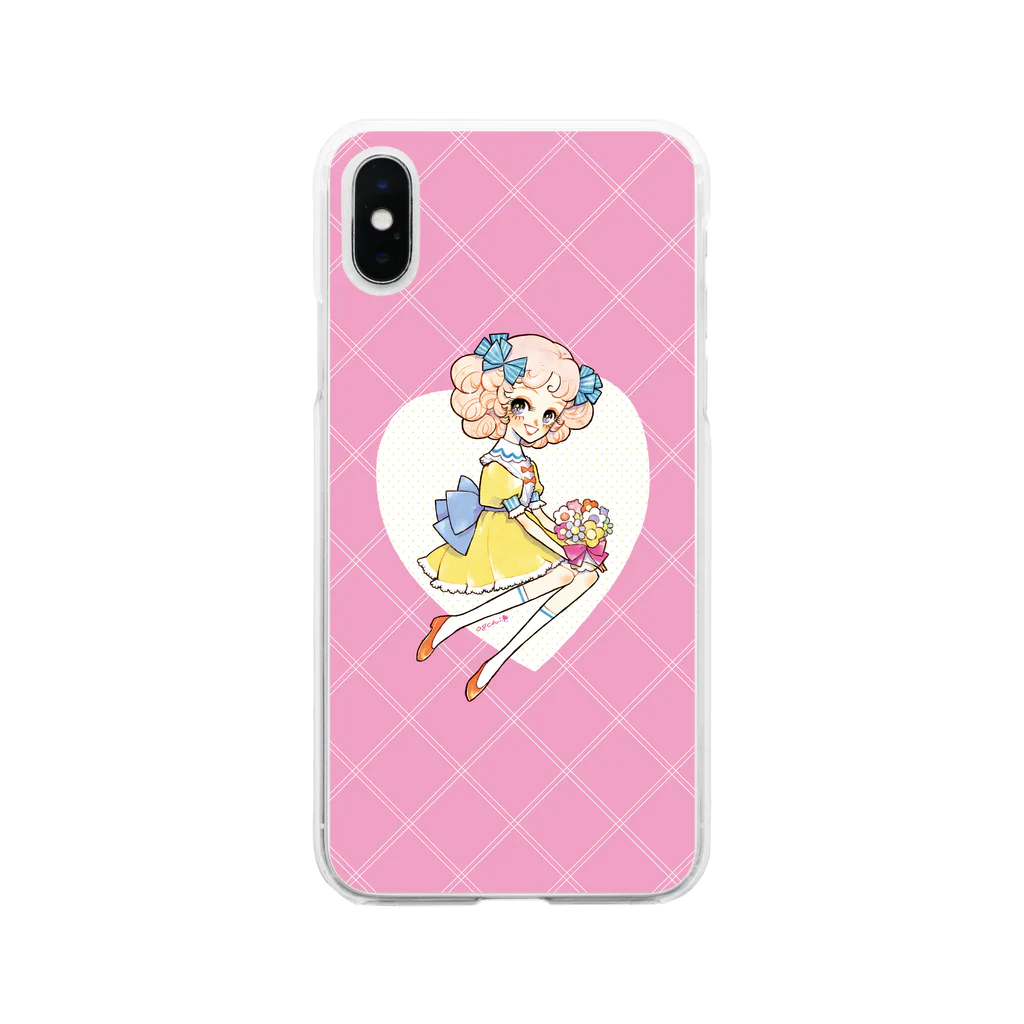 白鳥座-shiratoriza-の花束と少女 Soft Clear Smartphone Case