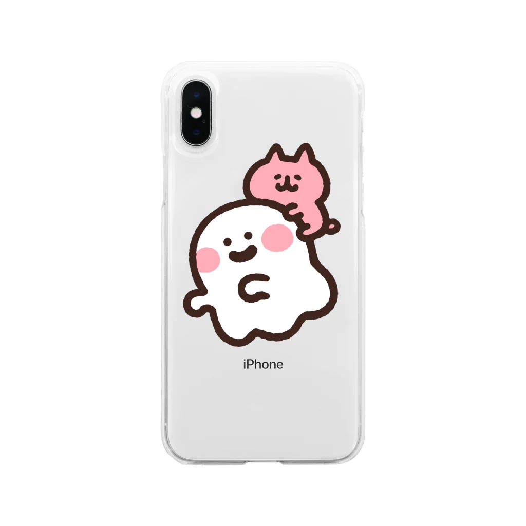 ゆるっと成仏/kanaheiのおばけとネコちゃん Soft Clear Smartphone Case