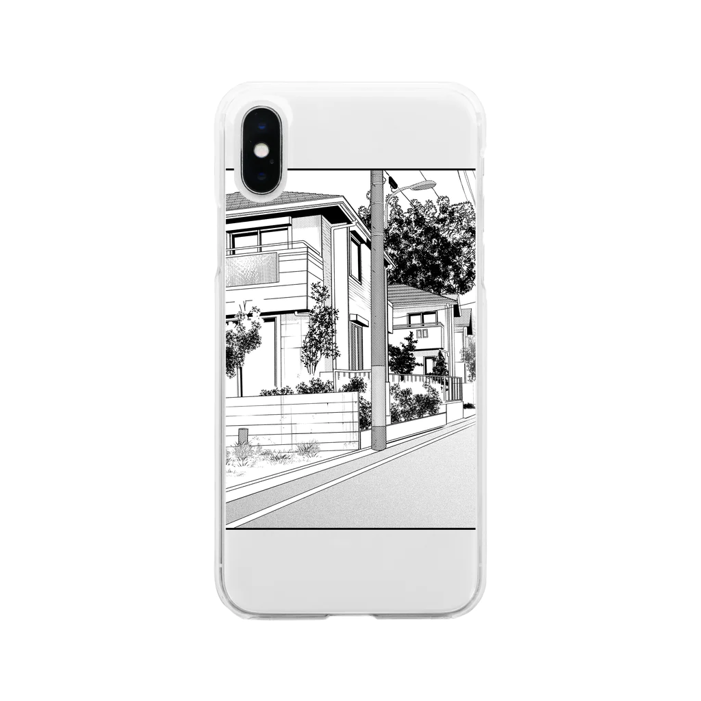 ぼけなすび（まなななななな）の漫画背景風イラスト Soft Clear Smartphone Case