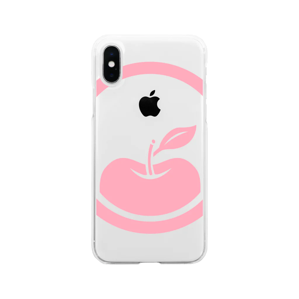 uchinokomonの覗き林檎 PINK Soft Clear Smartphone Case