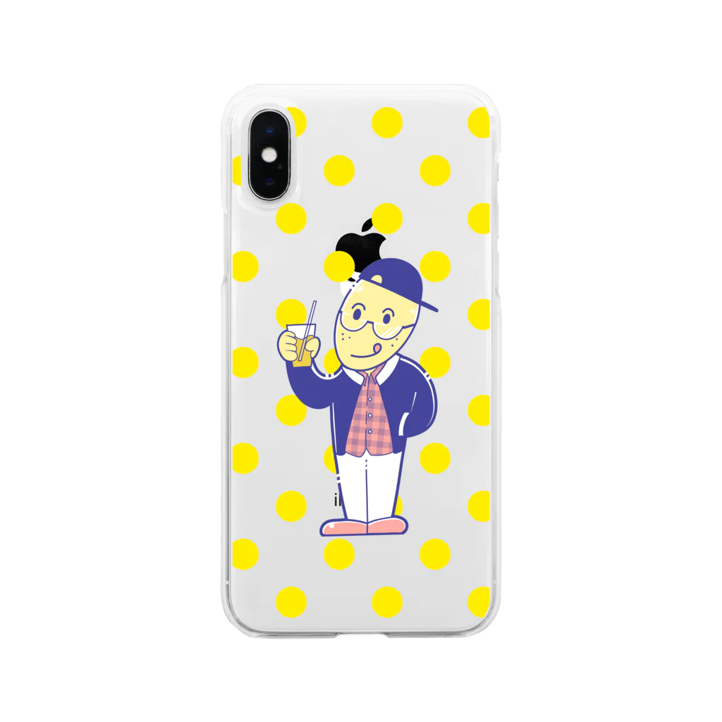 野田　尚花のレモンくん80年代イラスト風　ドット Soft Clear Smartphone Case