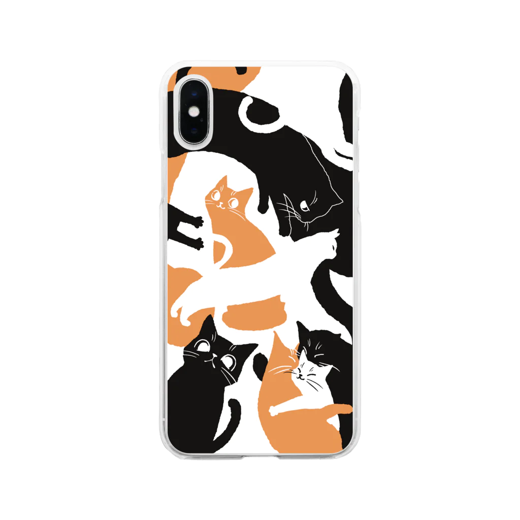 茶原の三色の猫 Soft Clear Smartphone Case