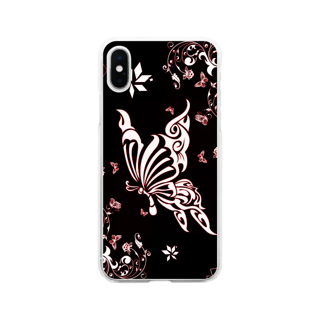 らびの蝶の加工絵スマホケース Soft Clear Smartphone Case