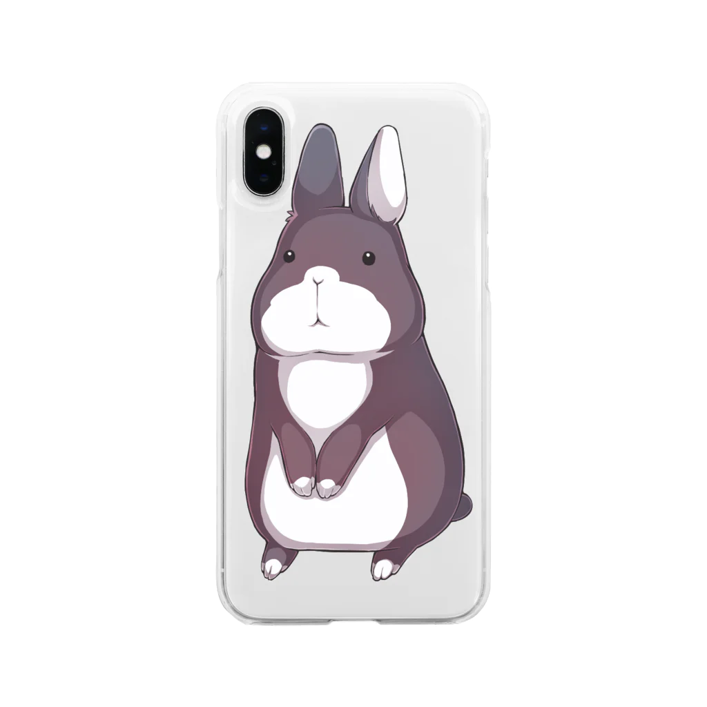 本載こまるの立ちウサギ Soft Clear Smartphone Case