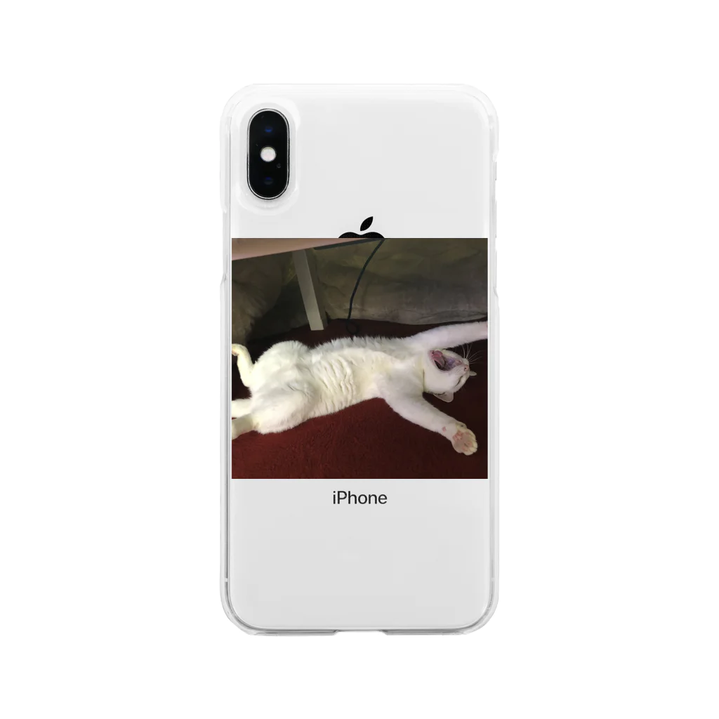 YAMAMOMOの変な白ネコ Soft Clear Smartphone Case
