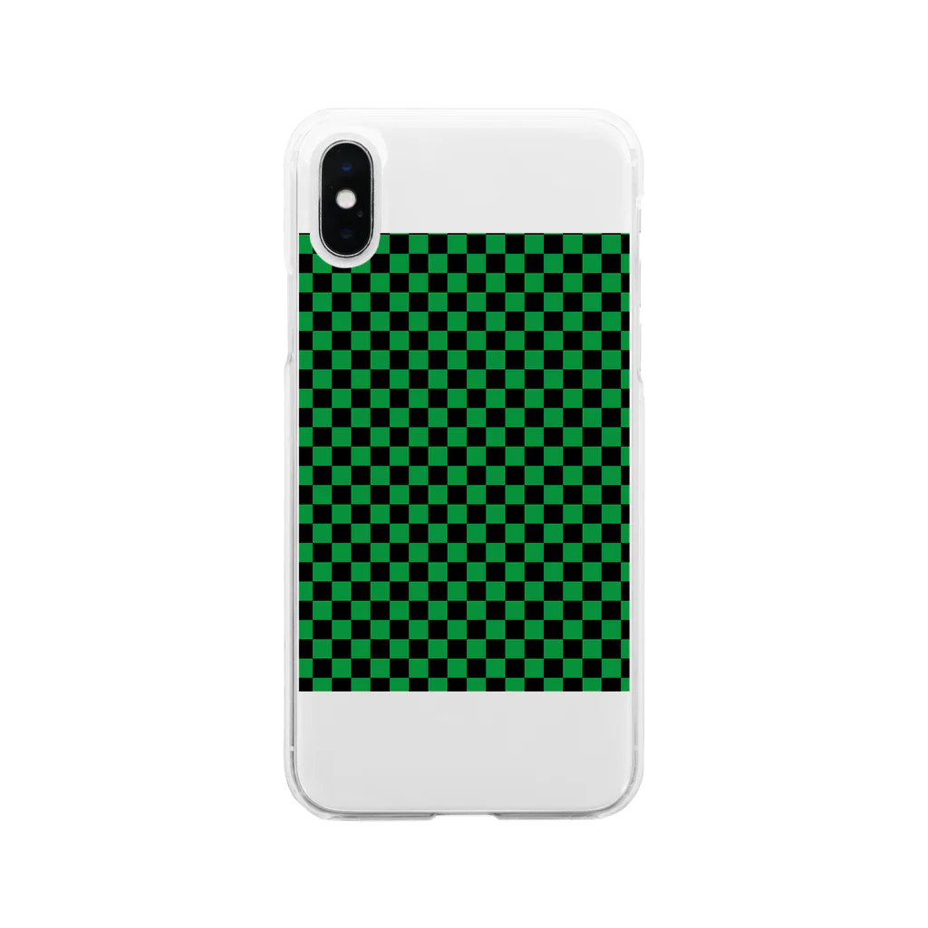 こんなの欲しいをご提供！ADの日本：市松模様緑 Soft Clear Smartphone Case