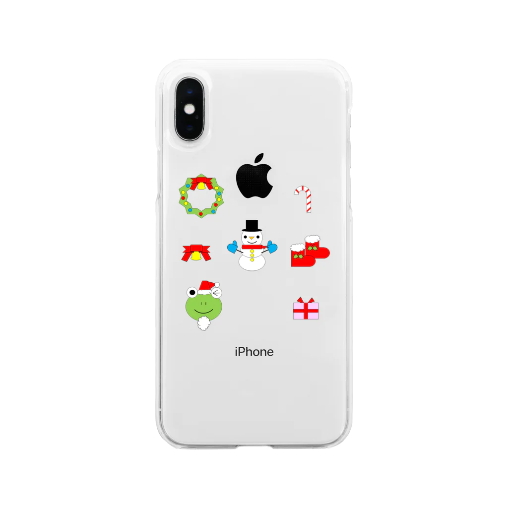 🐸かえるさんと仲間たち🐸のかえるさんのクリスマスB Soft Clear Smartphone Case