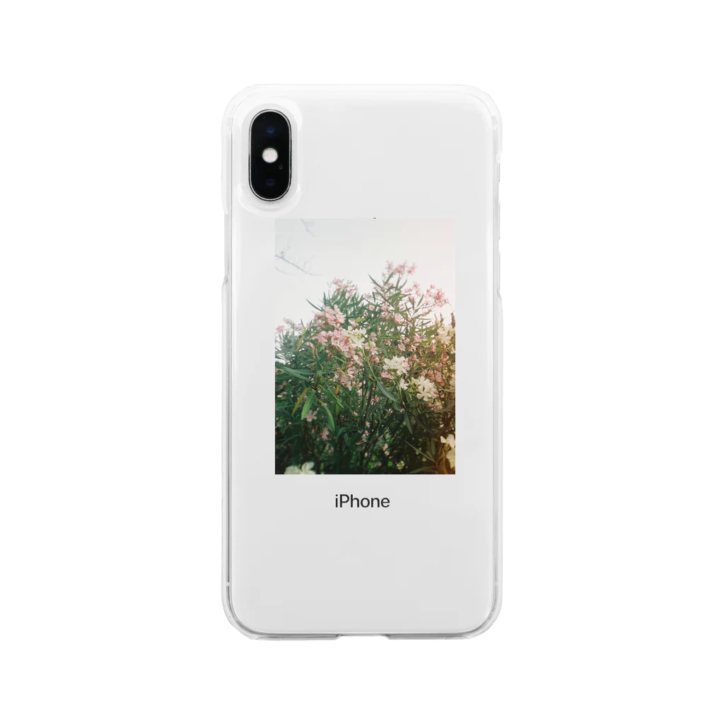 omusubi panのピンク ホワイト FLOWERS Soft Clear Smartphone Case