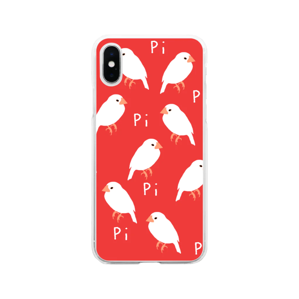 PiZakkuの白文鳥大渋滞 Soft Clear Smartphone Case