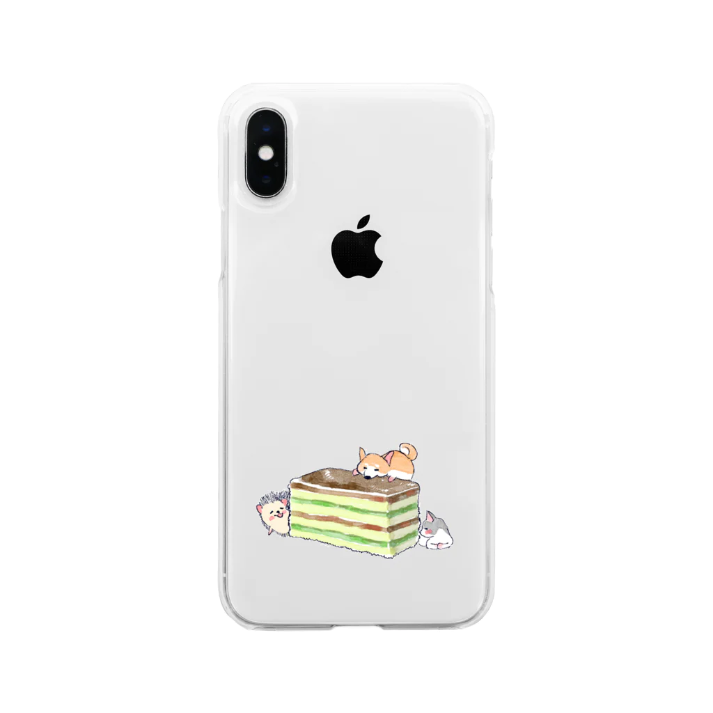 浅山しおん（ハリネズミのソフィー）のオリジナル　ハリネズミのソフィー、３色ケーキを食べる。 Soft Clear Smartphone Case