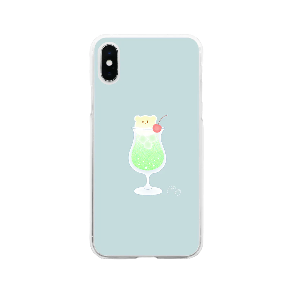 h.n shopのこぐまのクリームソーダ Soft Clear Smartphone Case