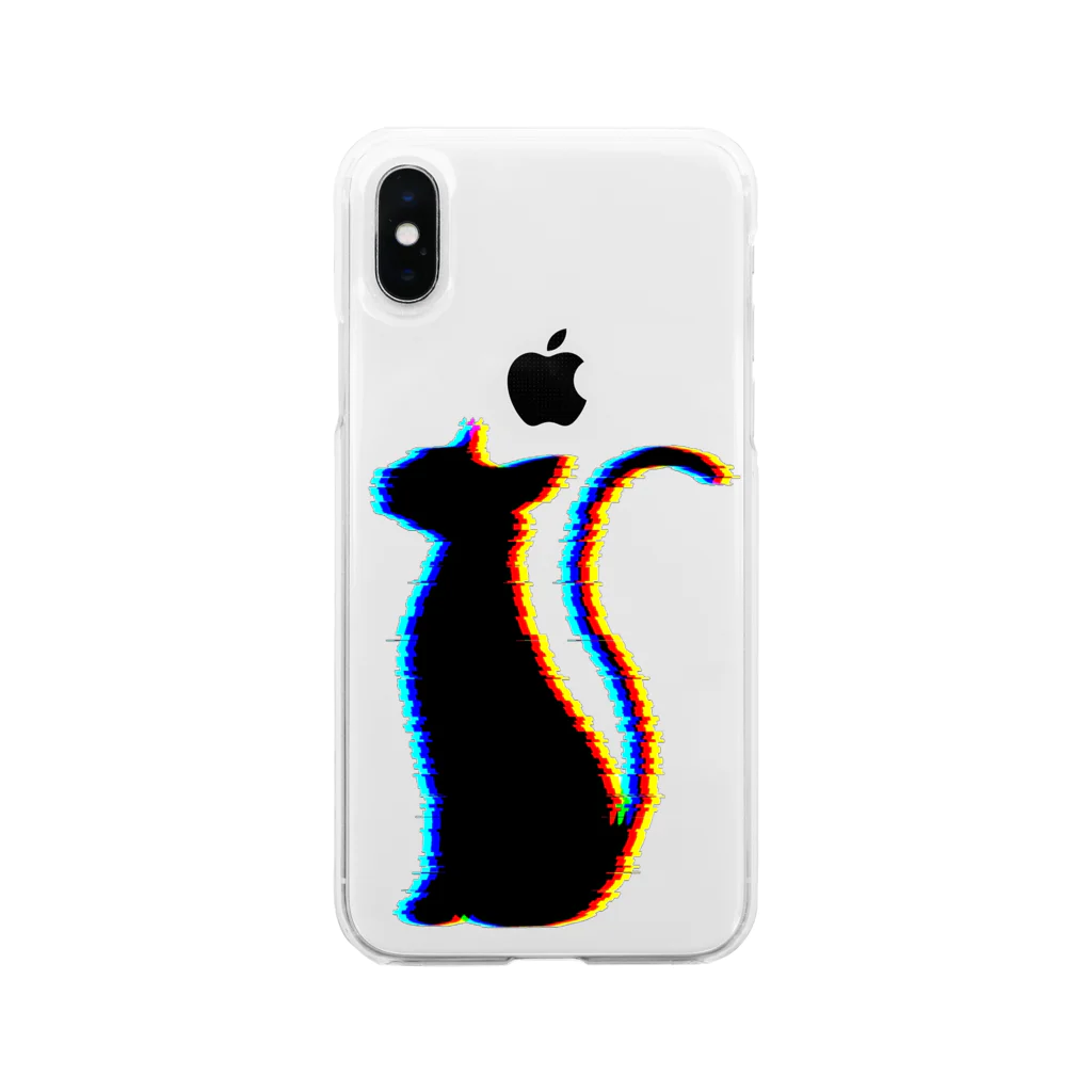 MizuriのGlitch Cat (猫グッズパーカーetc) Soft Clear Smartphone Case