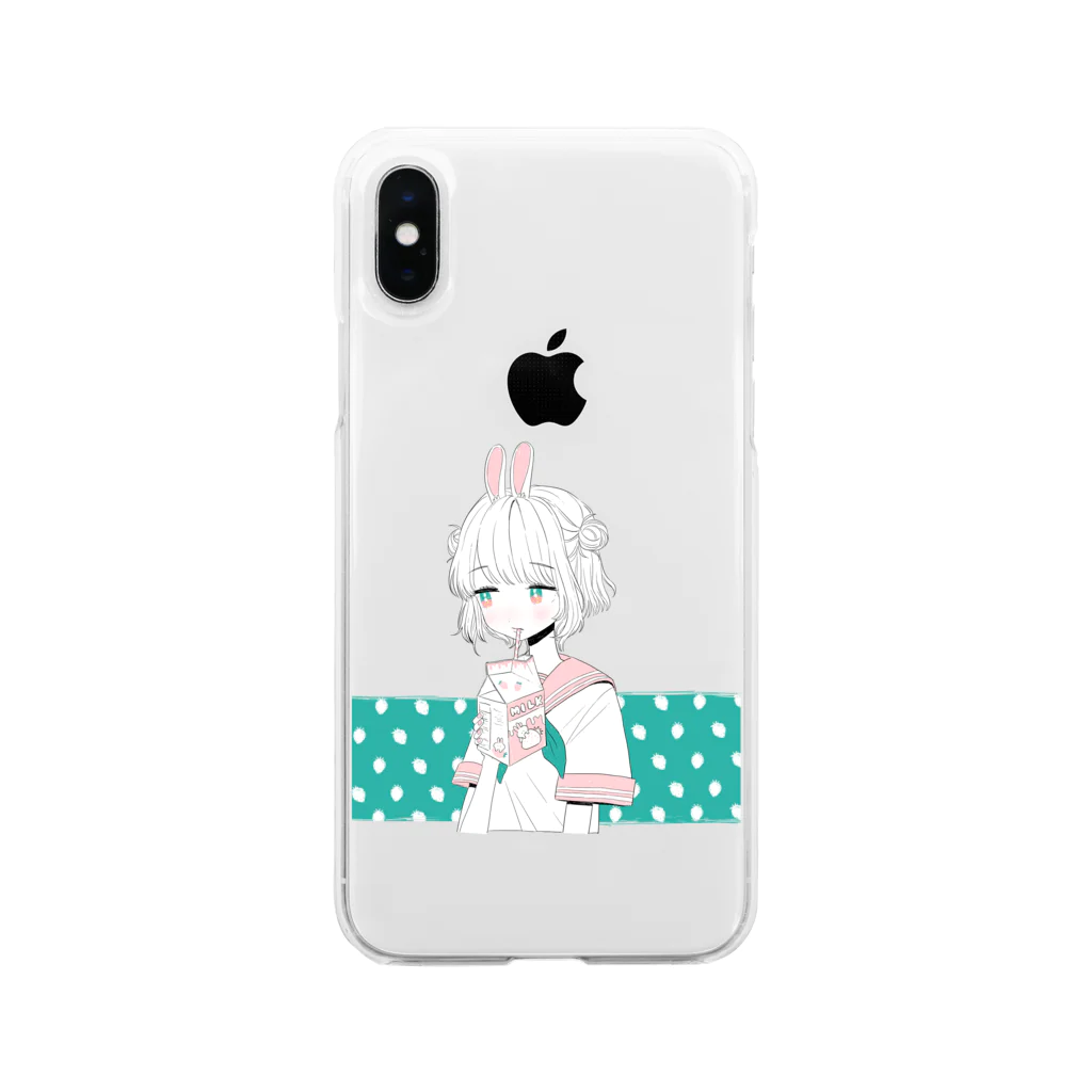 meltyyのイチゴミルク Soft Clear Smartphone Case