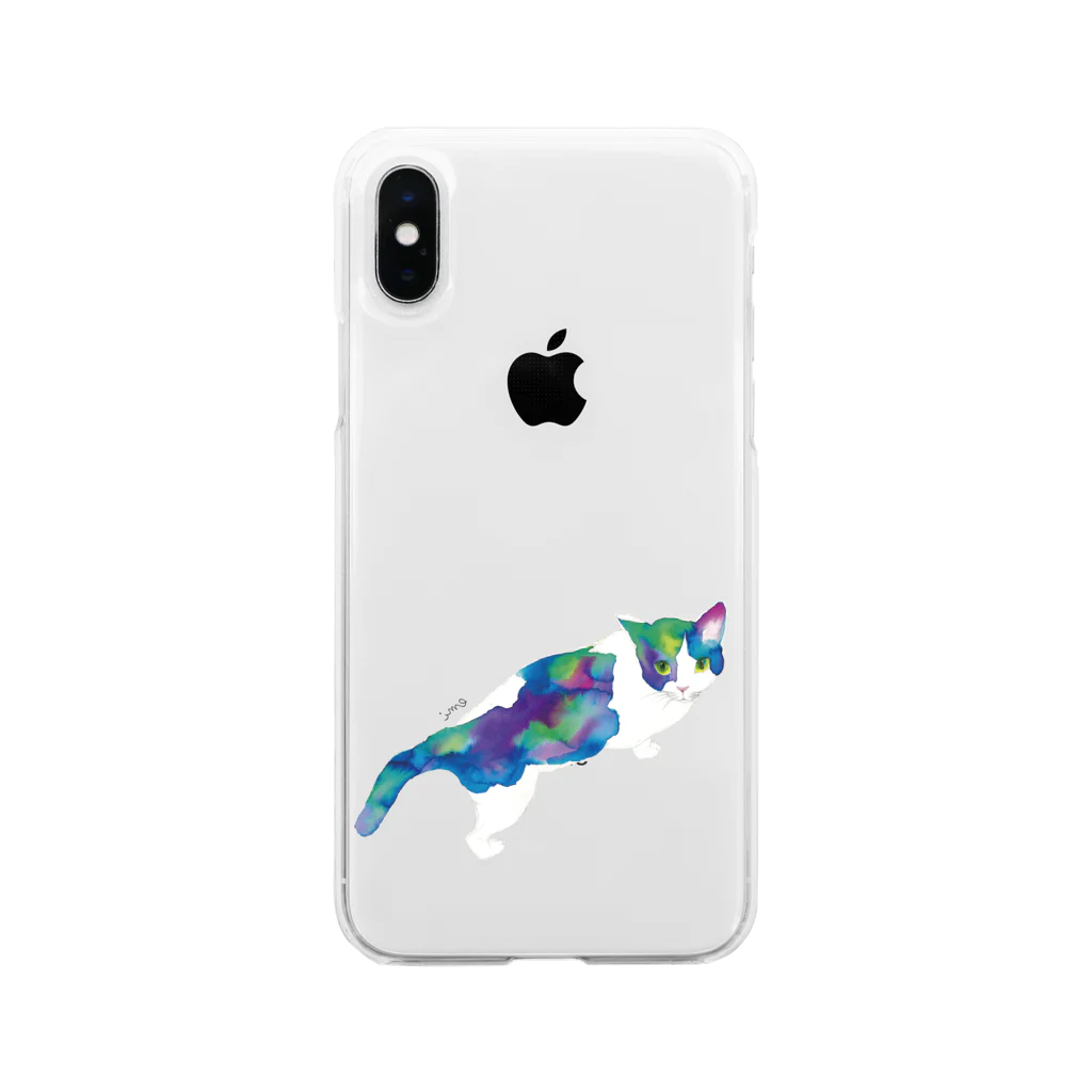 hima art laboの青い猫 Soft Clear Smartphone Case