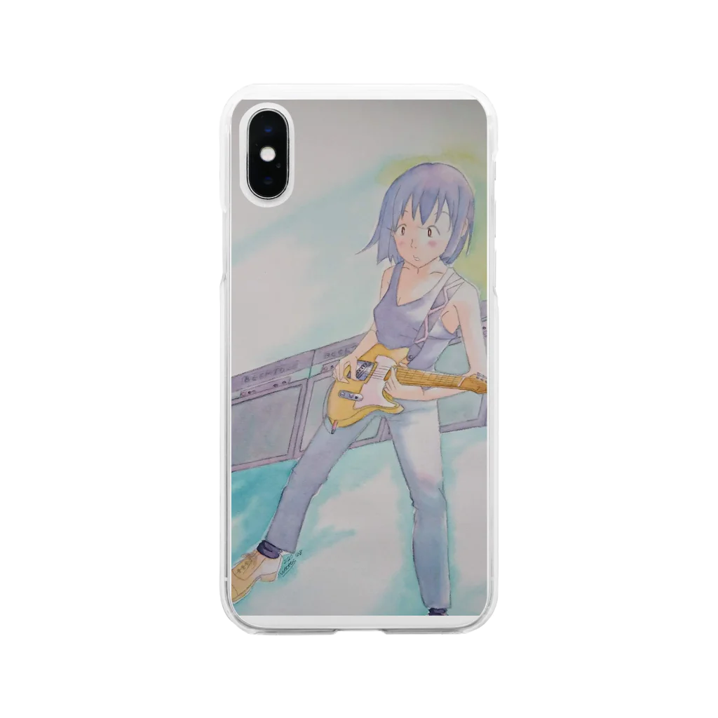 わっつ@水彩画でロックンロール&猫のエスクワイアガール♪ Soft Clear Smartphone Case