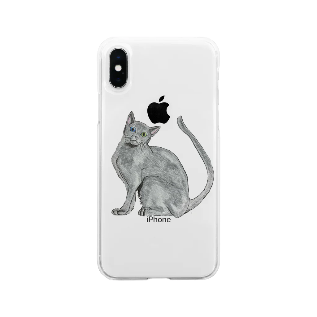 Coshi-Mild-Wildの猫_ロシアンブルー Soft Clear Smartphone Case