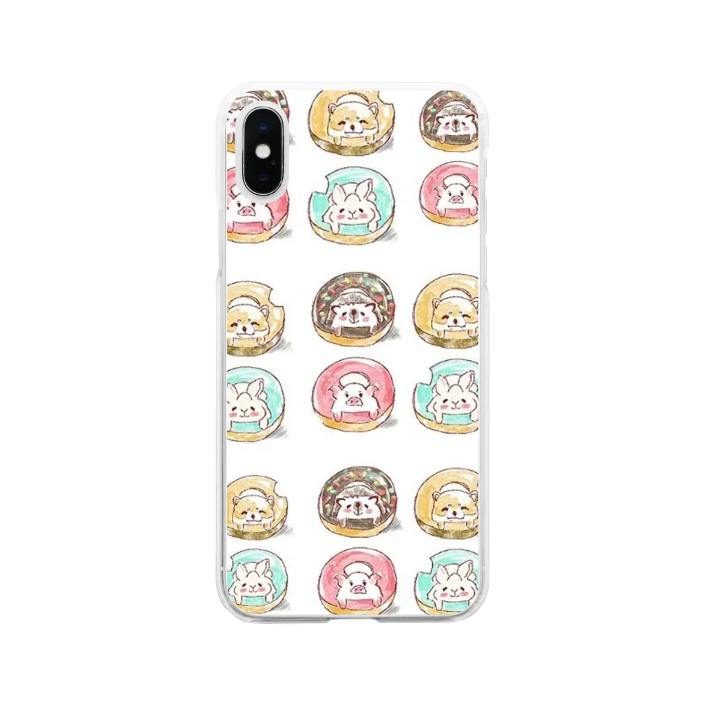 qunqunのアニマルドーナツ Soft Clear Smartphone Case