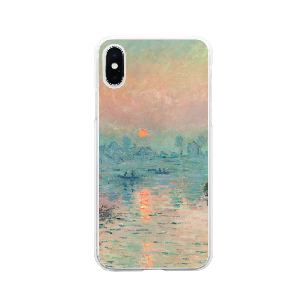 夜間遊泳の印象派　クロード・モネ　絵画プリント　 Soft Clear Smartphone Case