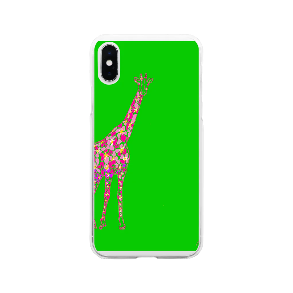 searchase(sachiyo.s)のanimal-blooming キリン Soft Clear Smartphone Case