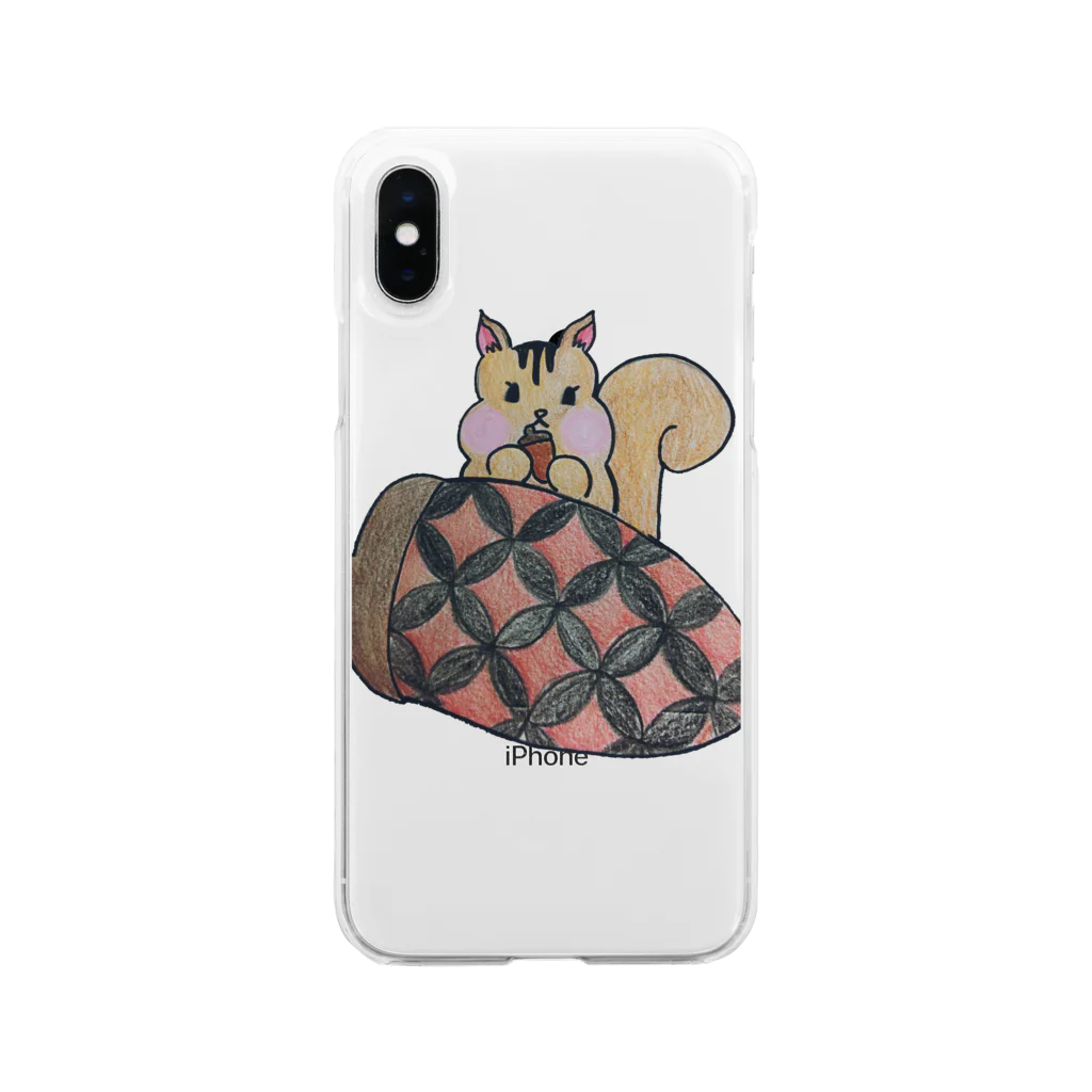 和柄アニマル💕のりすのしっぽう🐿 Soft Clear Smartphone Case