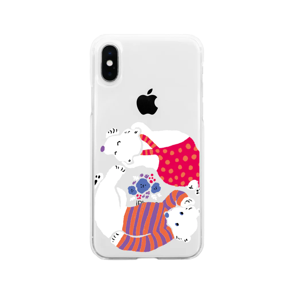 mya-mya=MIYA JUNKO's shop 02のクマとクマがごろごろ Soft Clear Smartphone Case