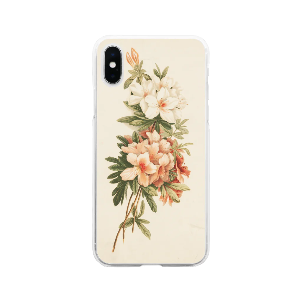 夜間遊泳のボタニカル　花柄　植物　絵画プリント Soft Clear Smartphone Case