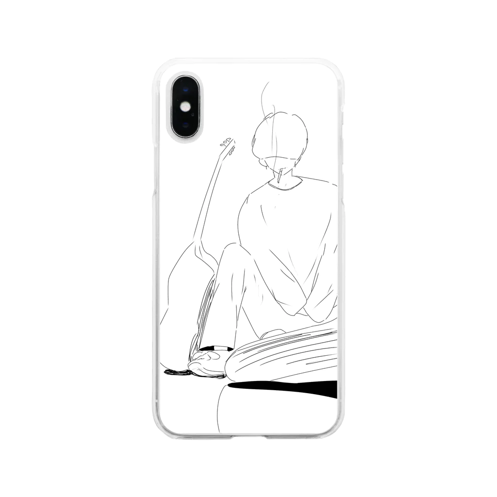 不思議と惹かれるのタバコとギター Soft Clear Smartphone Case