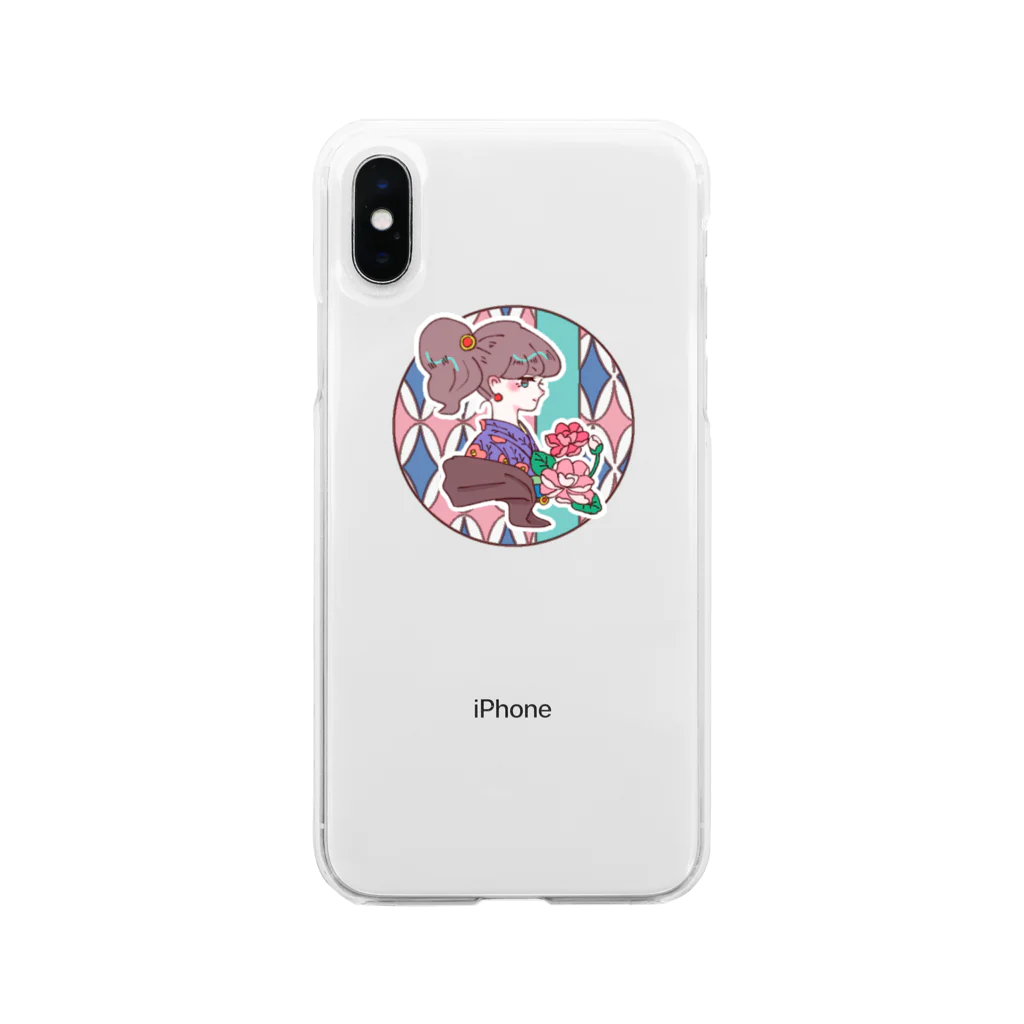 ムッチッパのアンティークきものガール Soft Clear Smartphone Case