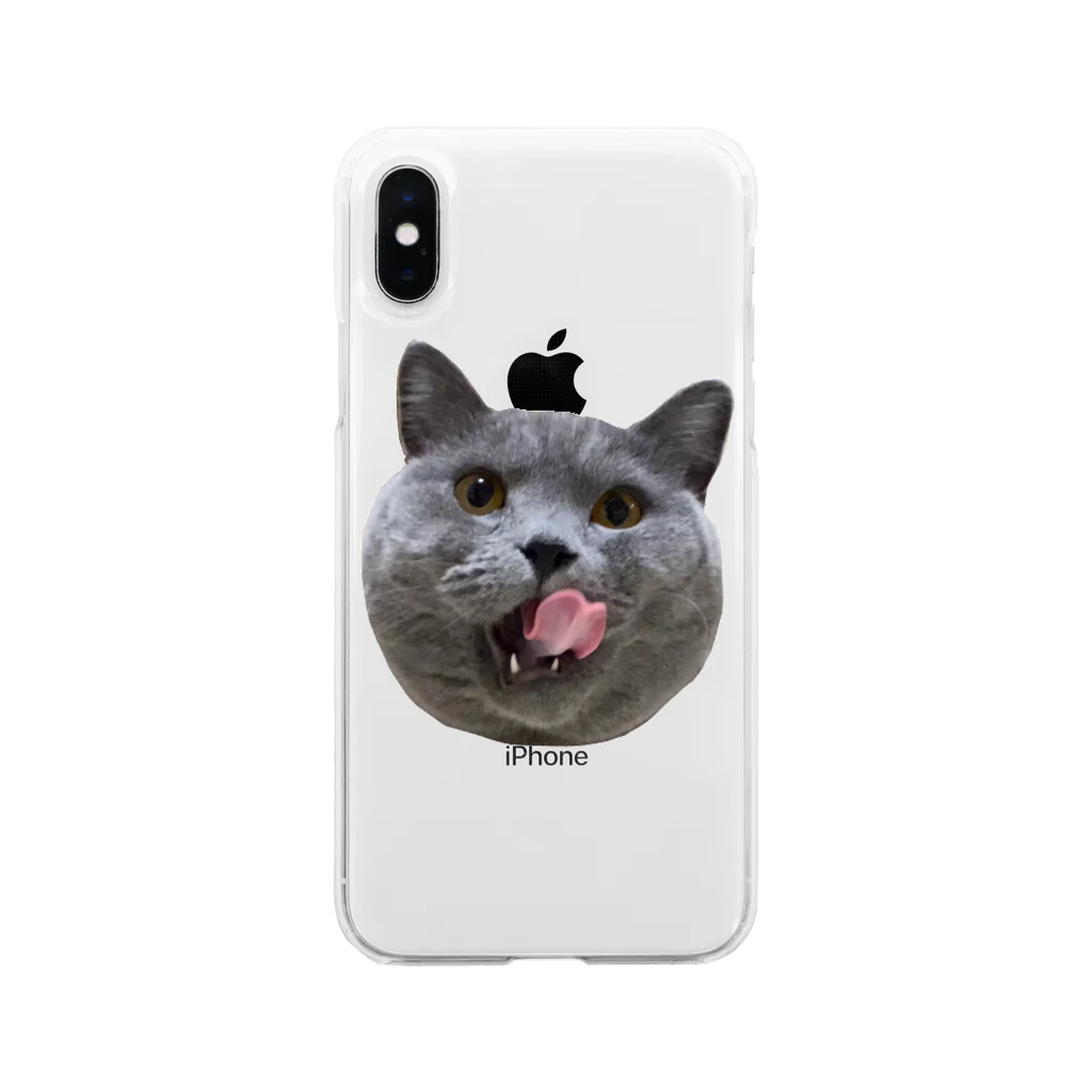 むっちり猫のむっちり丸のむっちり丸ぺろり Soft Clear Smartphone Case